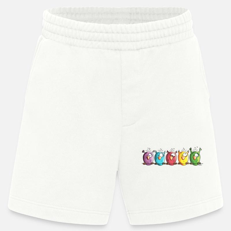 Funny Owls - Eule - Vogel - Heavyweight Shorts - made by SPREAD - OFF WHITE