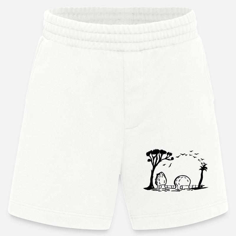 Elefant Dorf Optische Täuschung - Heavyweight Shorts - made by SPREAD - OFF WHITE