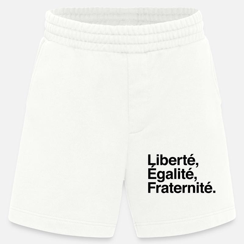 Liberté Egalité Fraternité - Devise République - Short bio épais fabriqué en UE - OFF WHITE