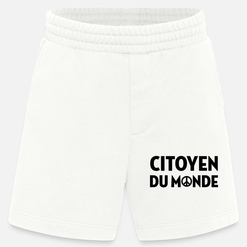 revolution / paix / peuple / voyage / écolo / - Short bio épais fabriqué en UE - OFF WHITE