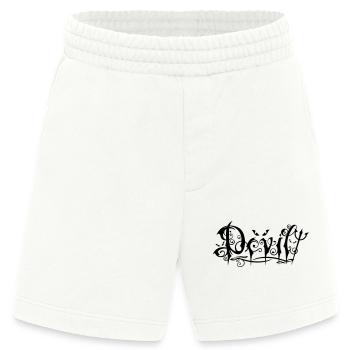 Devil Schriftzug im ornamentalen Gothic-Stil - Heavyweight Shorts - made by SPREAD  - OFF WHITE - Vorne