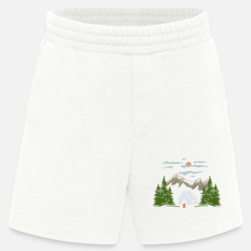 Camping Zelten Bergmotiv Geschenkidee - Heavyweight Shorts - made by SPREAD - OFF WHITE