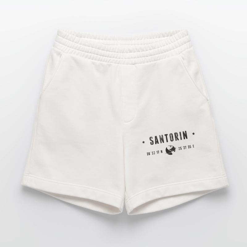 Santorini Stylized Geographical Coordinates Heavyweight Shorts - made by SPREAD 