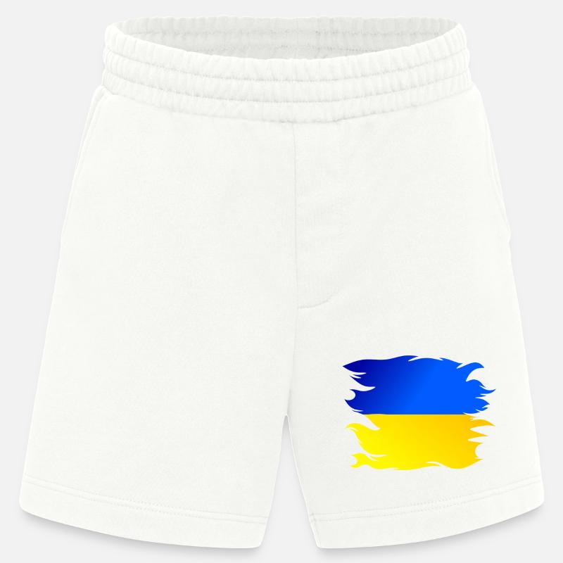 Drapeau de l’Ukraine Drapeau - Short bio épais fabriqué en UE - OFF WHITE