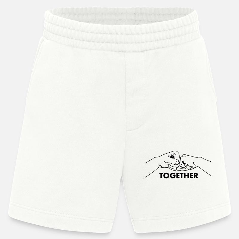 Zusammenarbeit bei Handgesten, Teamarbeit mit Text - Heavyweight Shorts - made by SPREAD  - OFF WHITE