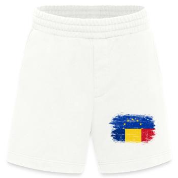 EU-Sterne über rumänischer Flaggenbürste - Heavyweight Shorts - made by SPREAD  - OFF WHITE - Vorne
