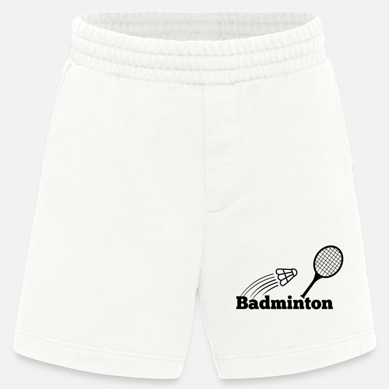 Badmintontext mit Shuttle und Schläger - Heavyweight Shorts - made by SPREAD  - OFF WHITE