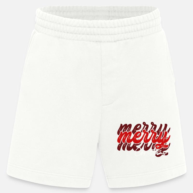 Overlapped Merry Christmas Script - Heavyweight Shorts - made by SPREAD  - OFF WHITE