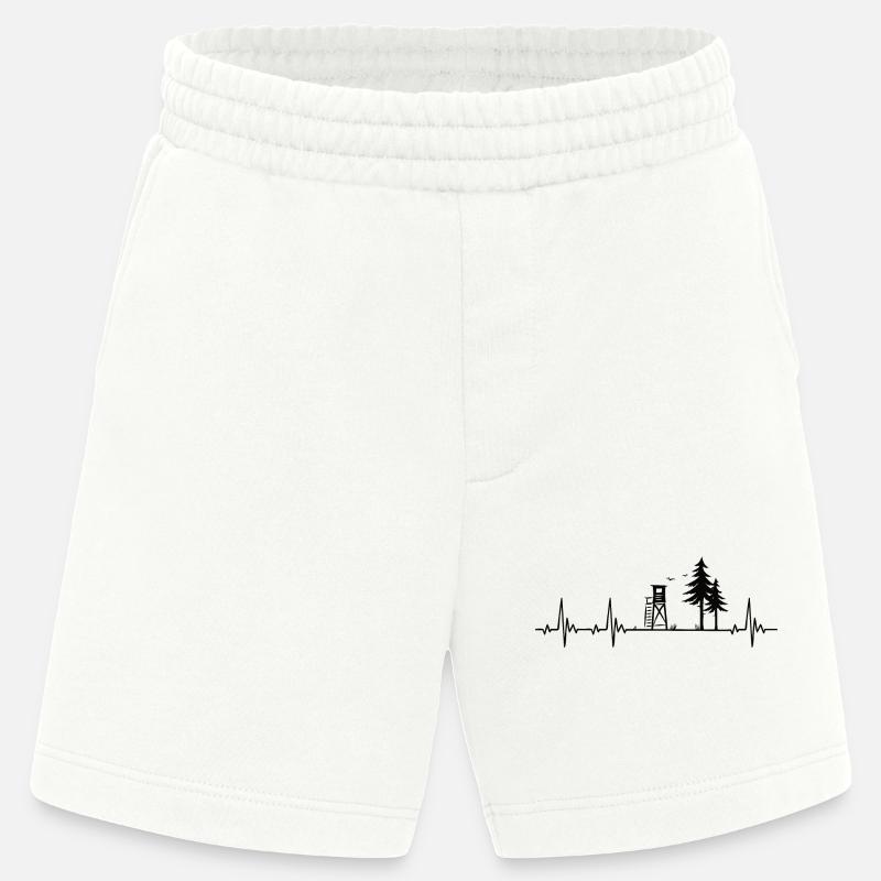 Jäger Herzschlag mit Hochsitz im Wald - Heavyweight Shorts - made by SPREAD - OFF WHITE