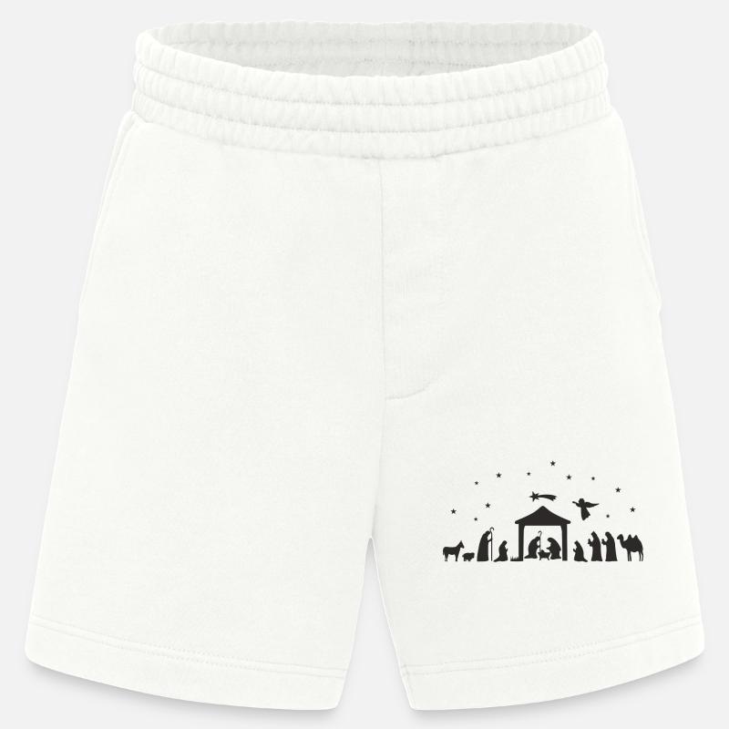 Weihnachtskrippe Silhouette Krippenszene - Heavyweight Shorts - made by SPREAD  - OFF WHITE