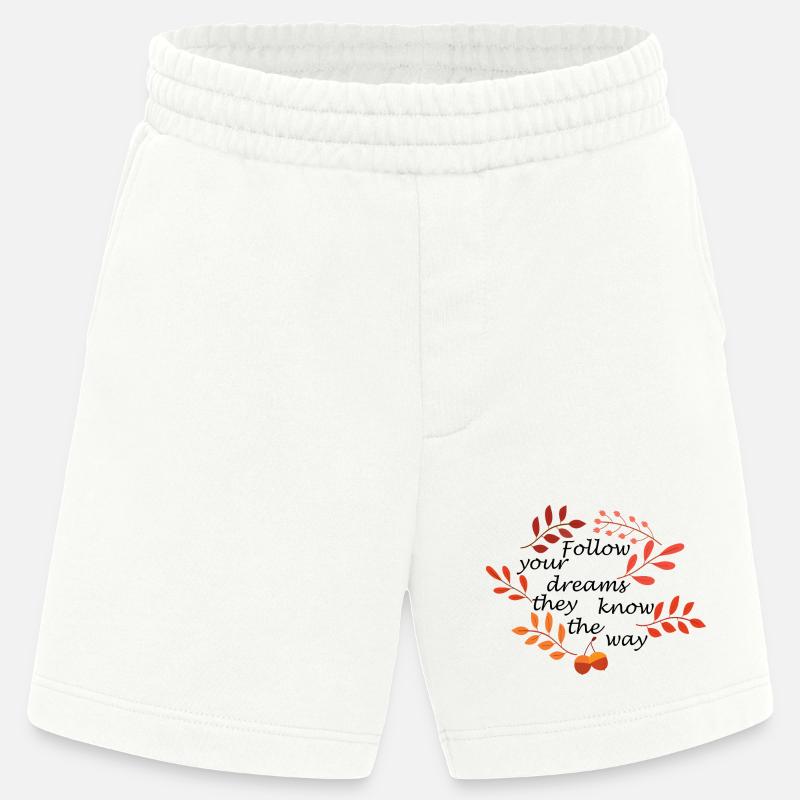 Herbstlaub und Eicheln Muster - Heavyweight Shorts - made by SPREAD  - OFF WHITE
