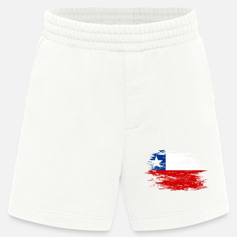 Drapeau chilien utilisé - Short bio épais fabriqué en UE - OFF WHITE