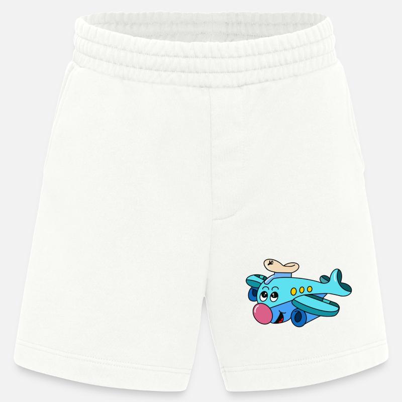 Bruce der Pilot – Cartoon Flugzeug - Heavyweight Shorts - made by SPREAD  - OFF WHITE