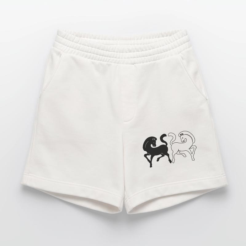 Zwei Pferde schwarz und weiß oder transparent Heavyweight Shorts - made by SPREAD 