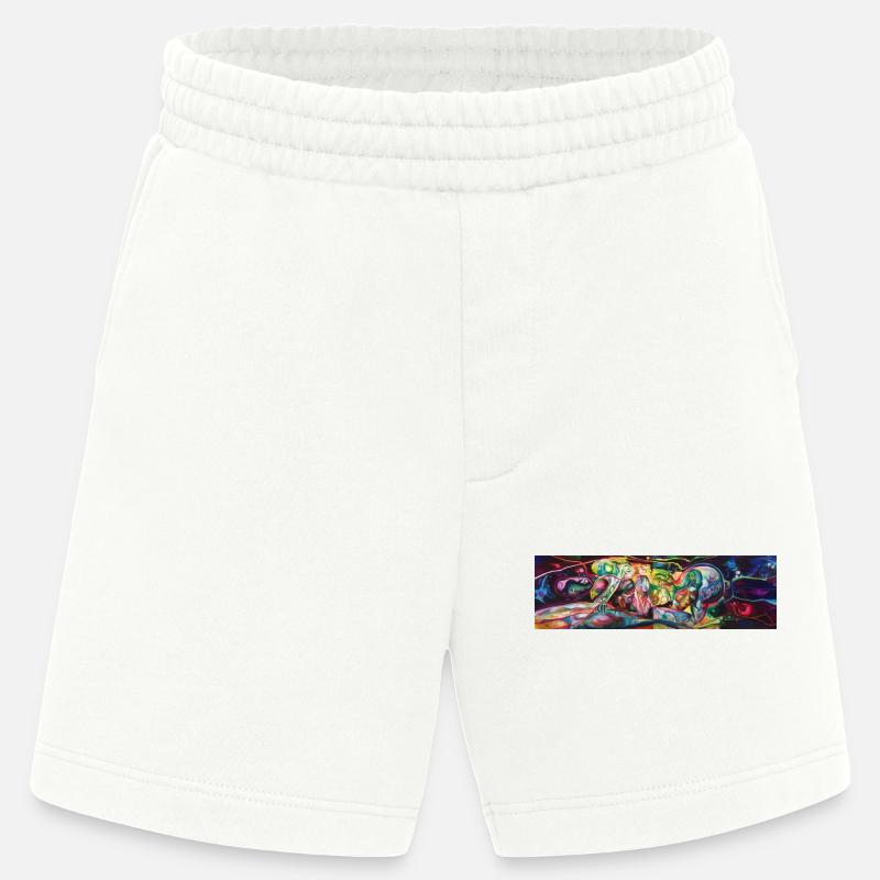 Vivid Faces in Neon Graffiti - Heavyweight Shorts - made by SPREAD  - OFF WHITE