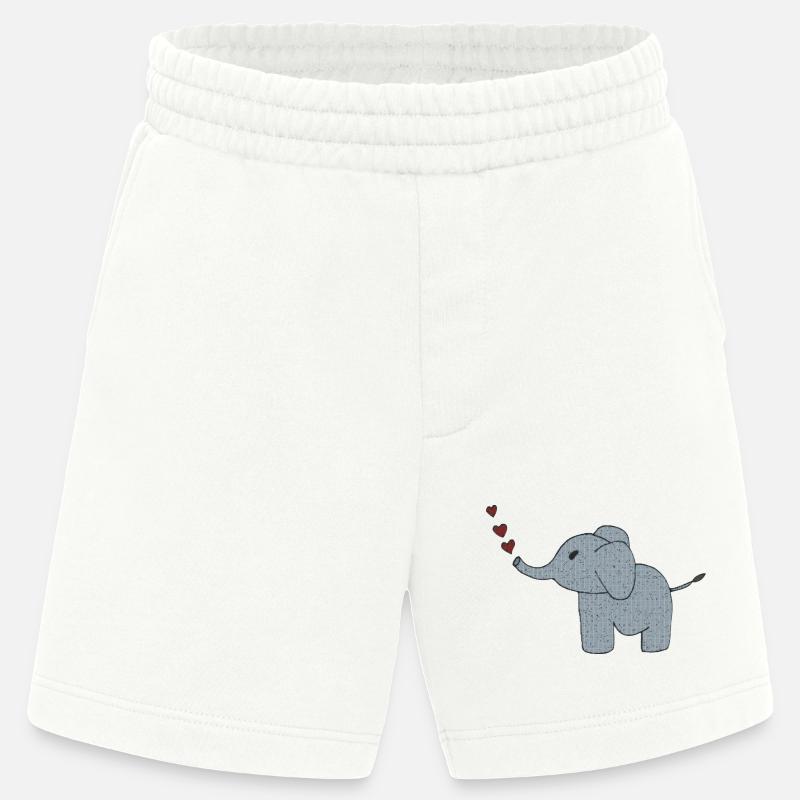 elefant gewebe mit herzen - Heavyweight Shorts - made by SPREAD  - OFF WHITE