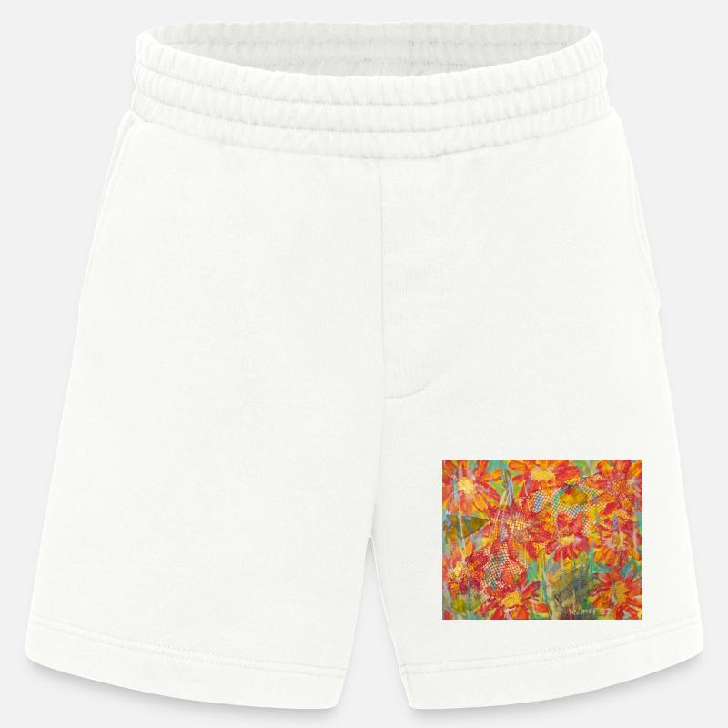 Lebendige Blumenwiese im Impressionstil - Heavyweight Shorts - made by SPREAD  - OFF WHITE