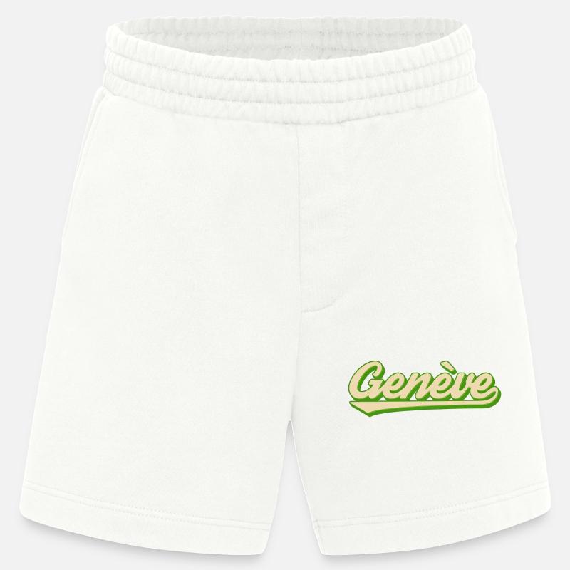 Genève Retro Script Lime - Short bio épais fabriqué en UE - OFF WHITE