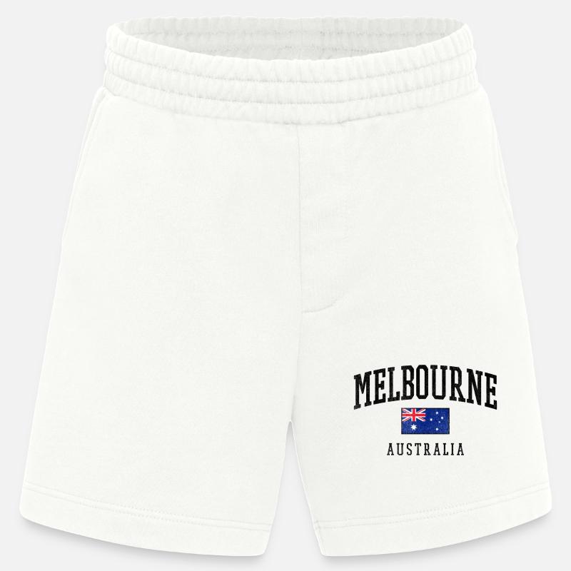 Melbourne, Australie, Conception du drapeau - Short bio épais fabriqué en UE - OFF WHITE