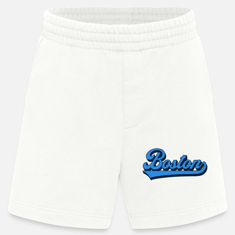Boston Blau Script Retro - Heavyweight Shorts - made by SPREAD  - OFF WHITE