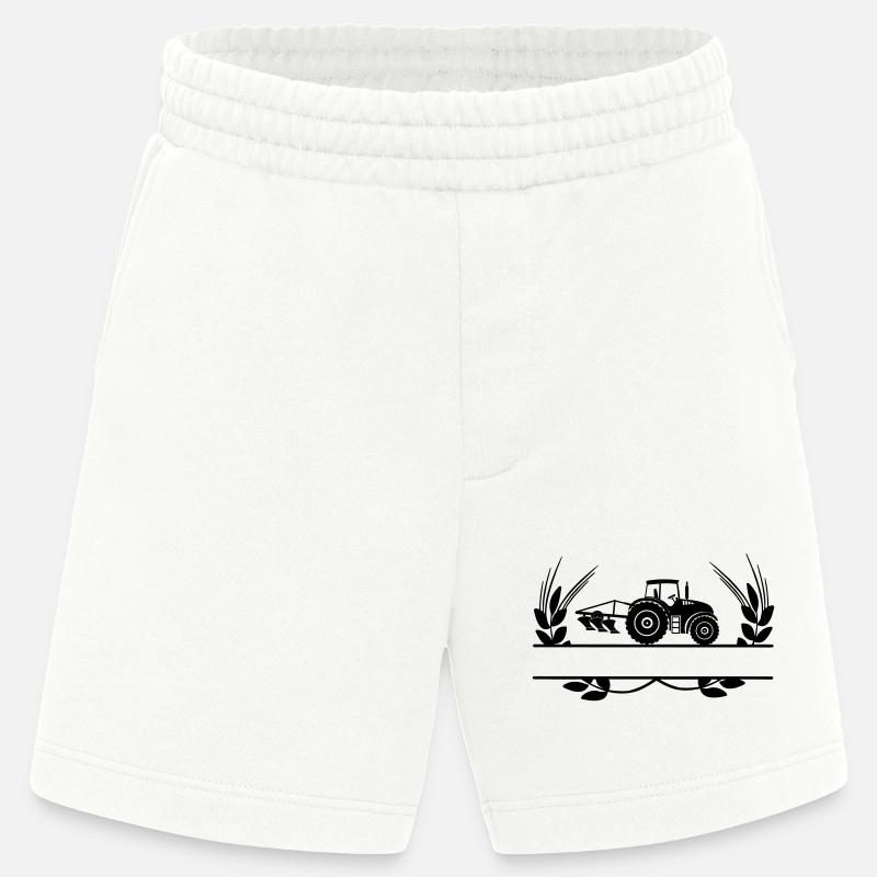 Tracteur avec charrue en agroglyphe - Short bio épais fabriqué en UE - OFF WHITE