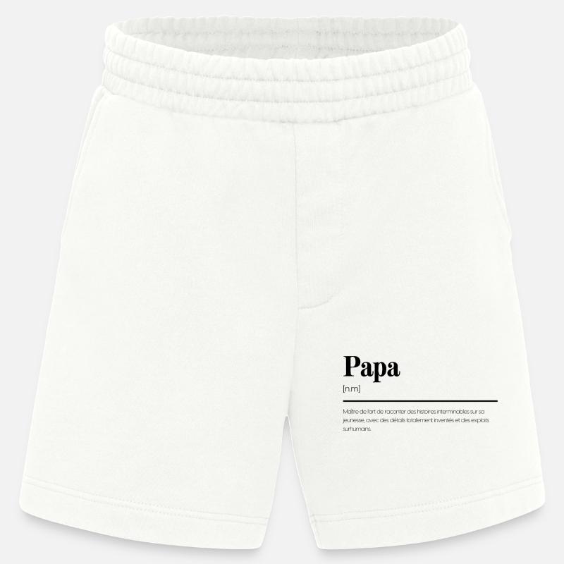 Papa - Cadeau original, définition - Short bio épais fabriqué en UE - OFF WHITE