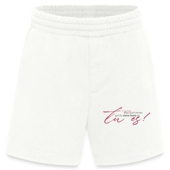 positive Sprüche - Was auch immer gut ist, tue es - Heavyweight Shorts - made by SPREAD  - OFF WHITE - Vorne