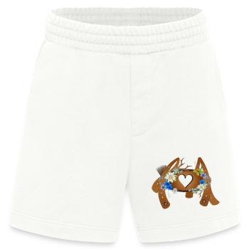 geschmückter Quersteg bei Lederhose Hosenträgern - Heavyweight Shorts - made by SPREAD  - OFF WHITE - Vorne