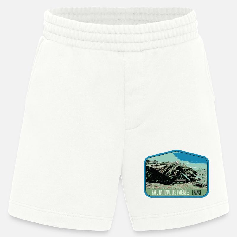 Pyrenäen-Landschafts-Wappenschild: Authentische Natur - Heavyweight Shorts - made by SPREAD - OFF WHITE