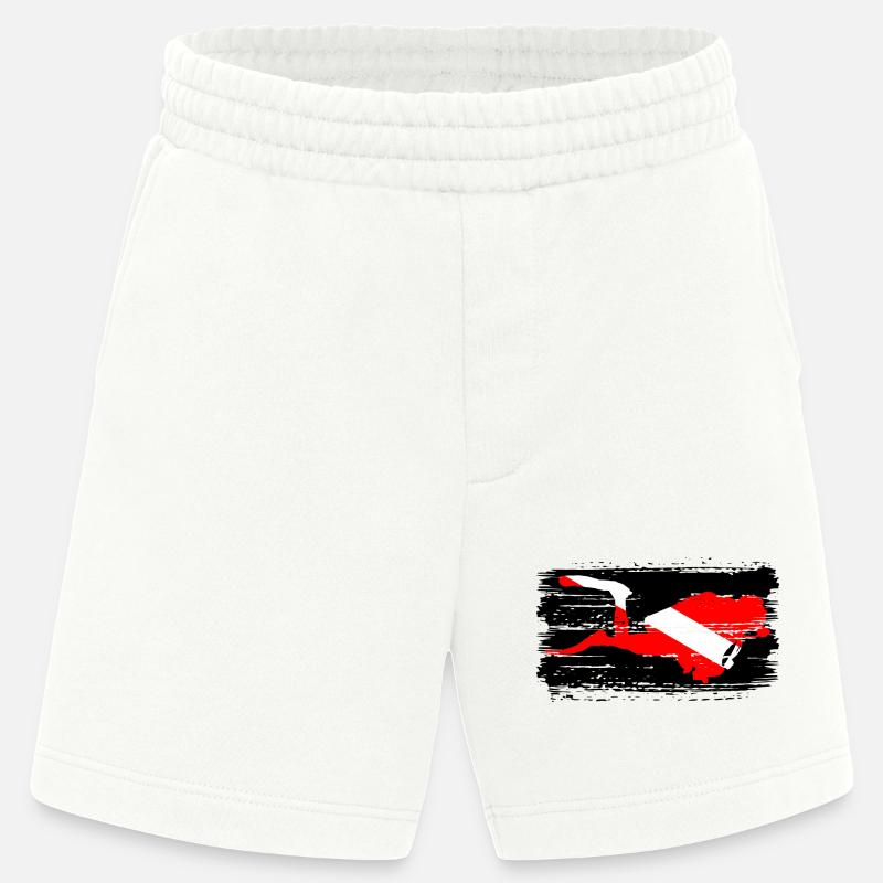 Diagonal Crimson Splash auf Schwarz - Heavyweight Shorts - made by SPREAD  - OFF WHITE