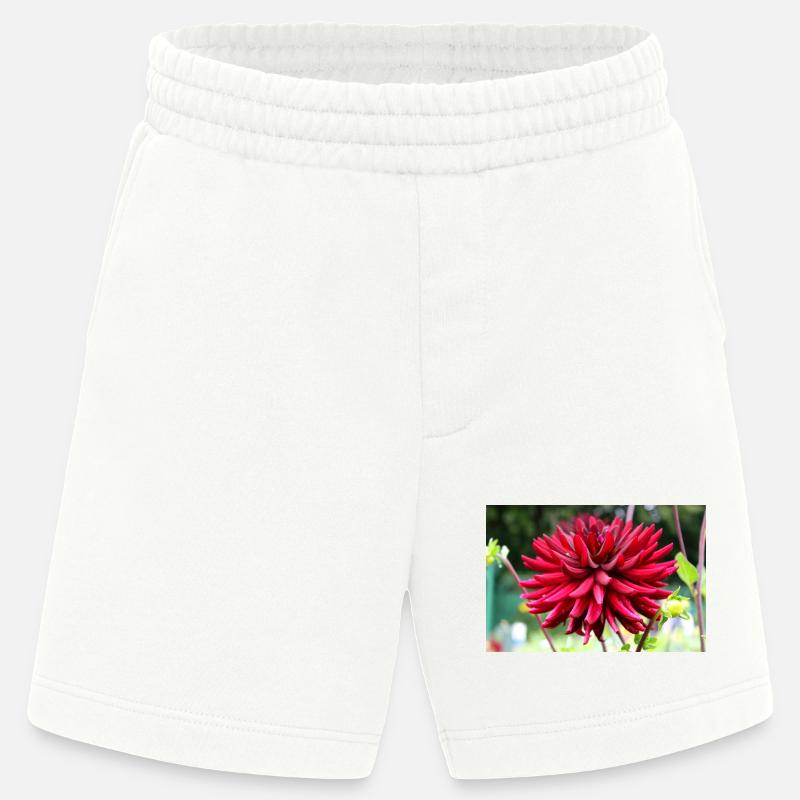 Dahlia Fleur Rouge, Fleur - Short bio épais fabriqué en UE - OFF WHITE