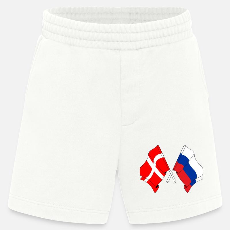 Drapeau Danemark, drapeau Russie - Short bio épais fabriqué en UE - OFF WHITE