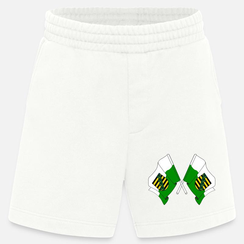 Deux drapeaux de Saxe - Short bio épais fabriqué en UE - OFF WHITE
