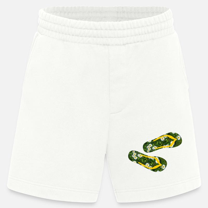 Latschen Gänseblümchen Flip Flops Camping Rasen - Heavyweight Shorts - made by SPREAD  - OFF WHITE