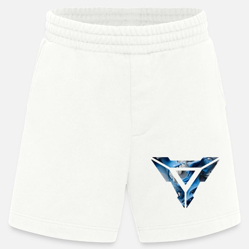 Abstract Blue Fluid Triangular Design - Heavyweight Shorts - made by SPREAD  - OFF WHITE