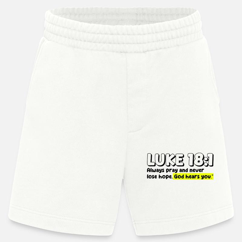 Luc 18:1 | Citation de la Bible - Short bio épais fabriqué en UE - OFF WHITE