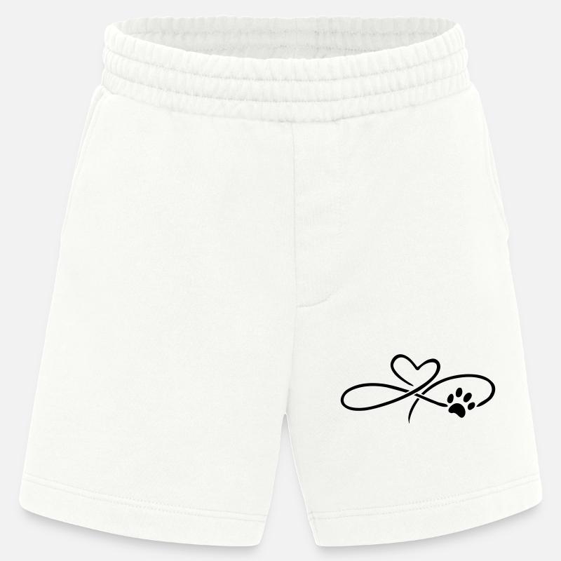 Infinity Herz mit Pfote Hund Katze - Heavyweight Shorts - made by SPREAD - OFF WHITE