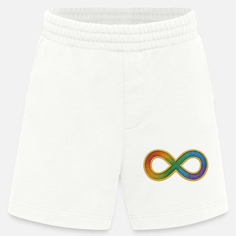 Rainbow infinity symbol for diversity - Heavyweight Shorts - made by SPREAD  - OFF WHITE