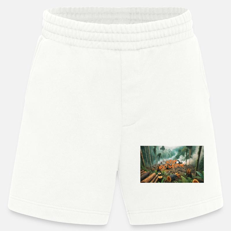 Stop Extinction: Waldschutz Design - Heavyweight Shorts - made by SPREAD  - OFF WHITE
