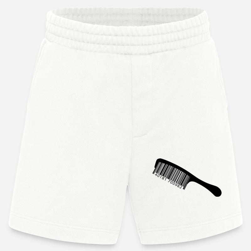 Illustrationskamm mit Barcode - Heavyweight Shorts - made by SPREAD  - OFF WHITE
