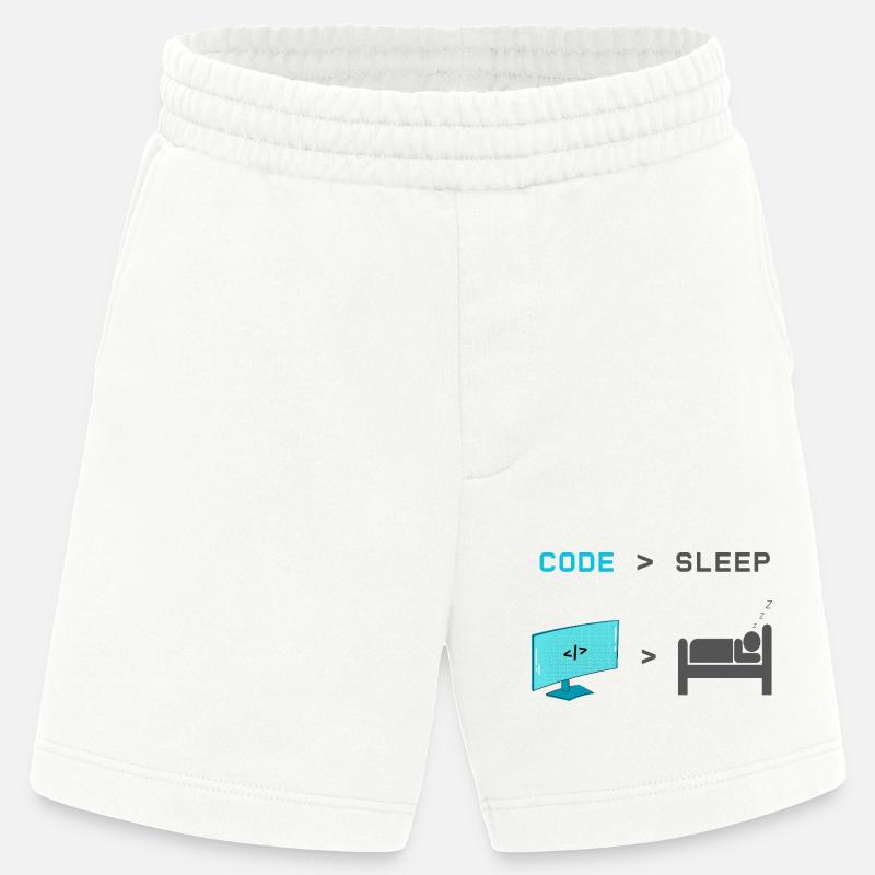 Code vs Veille : codeur en mode veille - Short bio épais fabriqué en UE - OFF WHITE