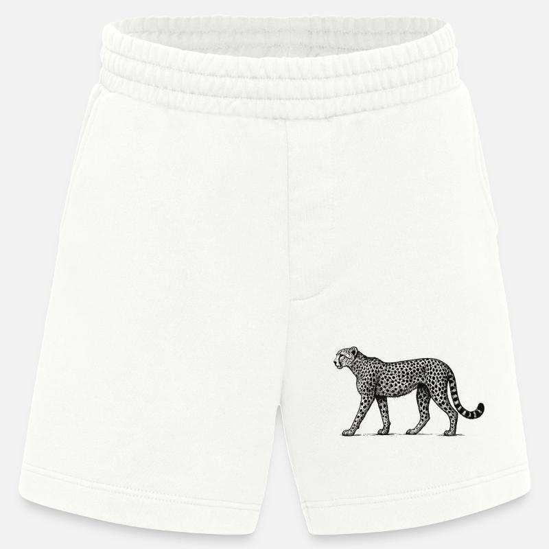 Black and White Leopard Pattern - Heavyweight Shorts - made by SPREAD  - OFF WHITE
