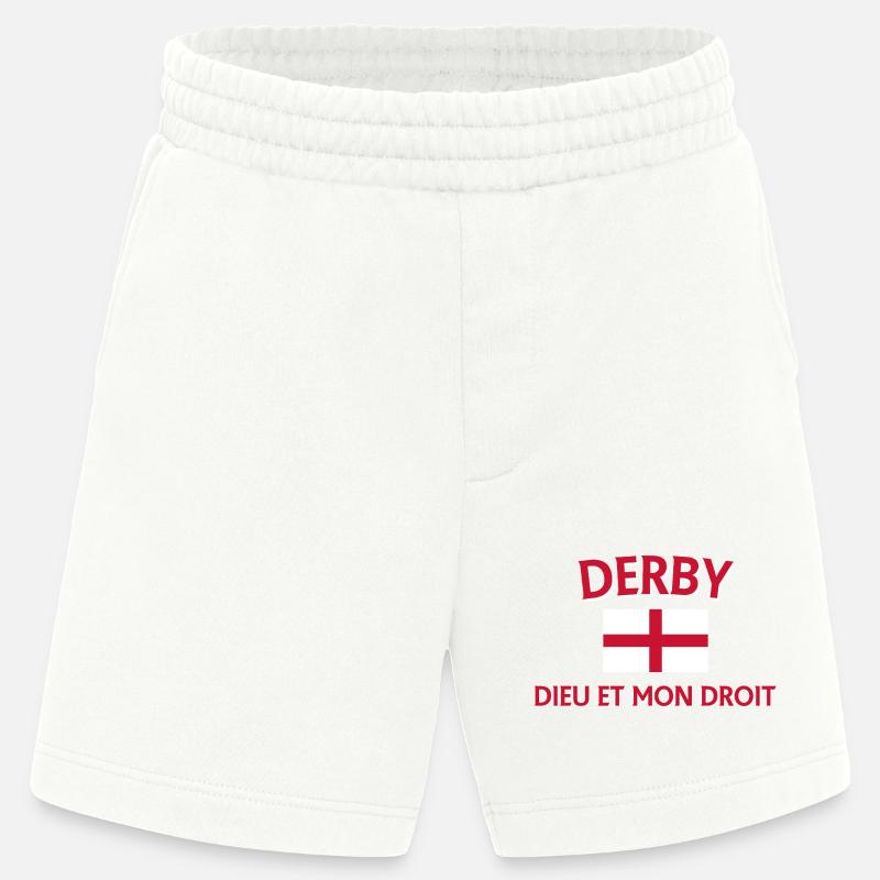 Conception du drapeau de l’Angleterre Derby - Short bio épais fabriqué en UE - OFF WHITE