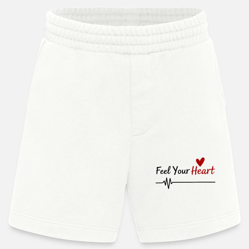 Feel Your Heart Statement Spruch - Heavyweight Shorts - made by SPREAD  - OFF WHITE