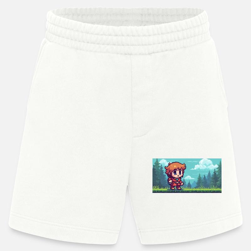 Pixelheld im Waldabenteuer Gaming Szene - Heavyweight Shorts - made by SPREAD  - OFF WHITE