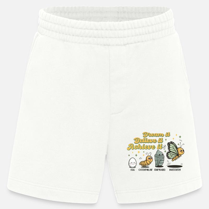 Chenille Papillon Ecole Evolution Cadeau - Short bio épais fabriqué en UE - OFF WHITE