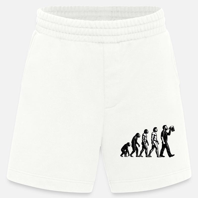 Evolution to Beer Drinker Grunge Design - Heavyweight Shorts - made by SPREAD  - OFF WHITE