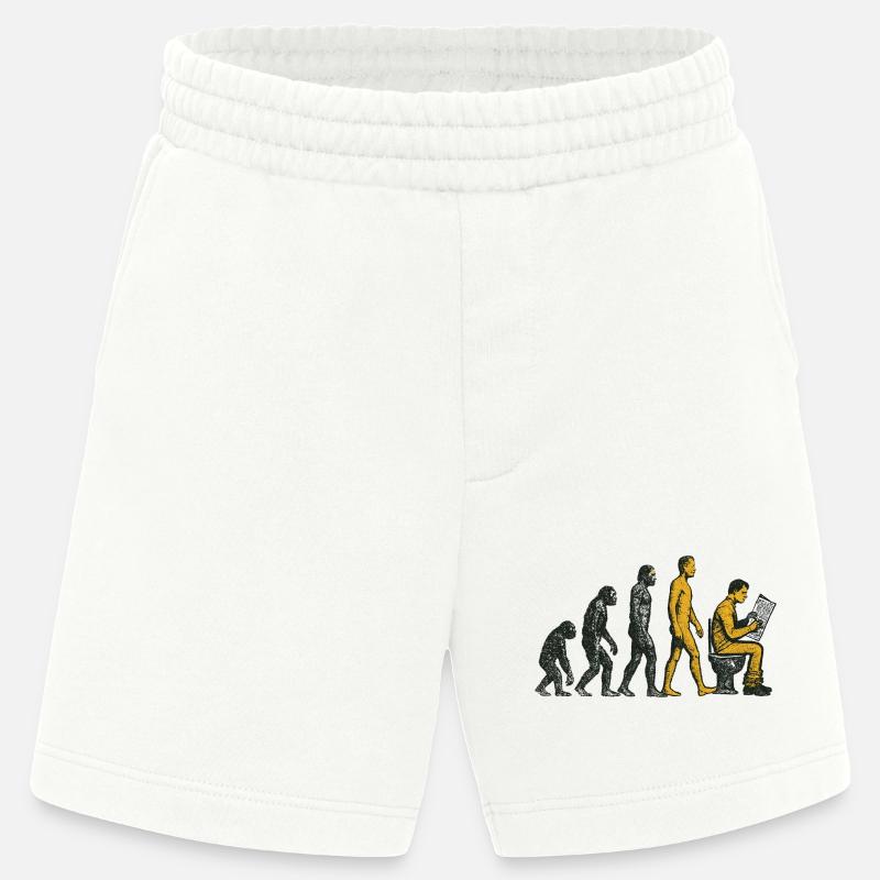 Evolution zum Klo-Mann Grunge Lustig - Heavyweight Shorts - made by SPREAD - OFF WHITE