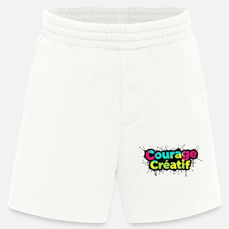 Courage Créatif Bunte Typografie - Heavyweight Shorts - made by SPREAD  - OFF WHITE