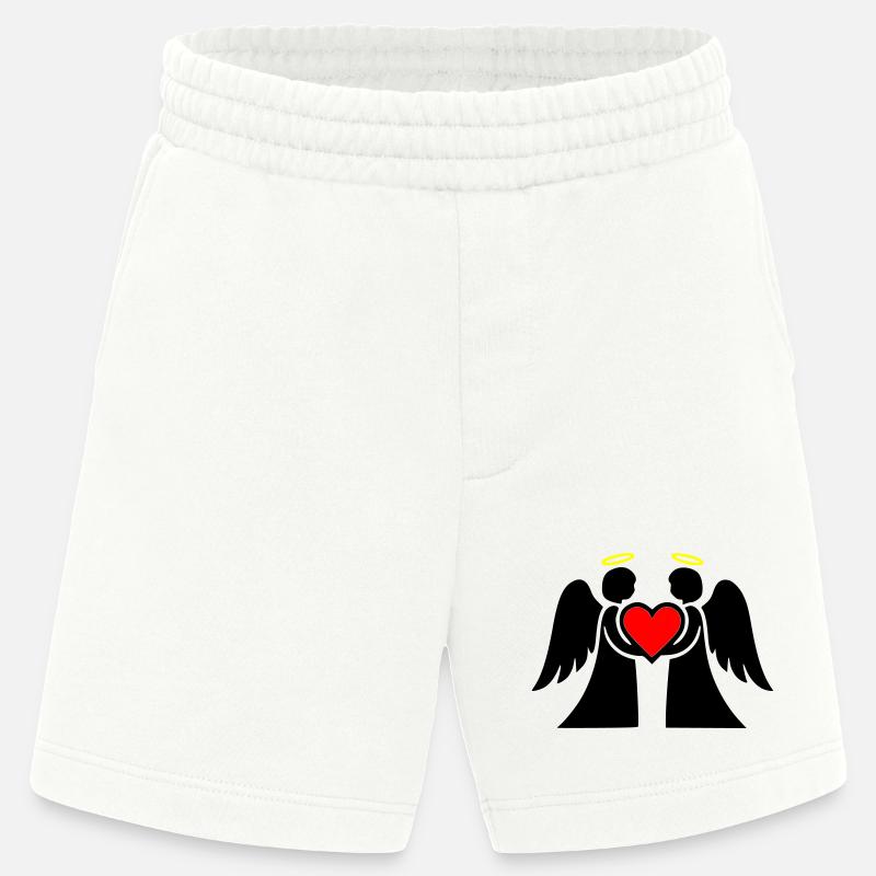 Engel Paar mit Herz Piktogramm - Heavyweight Shorts - made by SPREAD - OFF WHITE